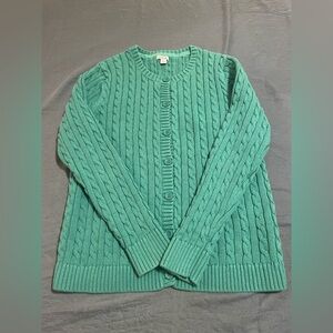 L.L. Bean Teal Cable Knit Cardigan